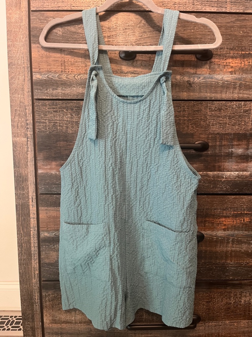 Textured Light Teal Romper